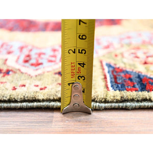 2'4"x24'7" Crocodile Green, 200 Kpsi, Vegetable Dyes, Hand Knotted, 14th Century Mamluk Dynasty Pattern, Pure Wool, Xl Runner Oriental Rug FWR515082