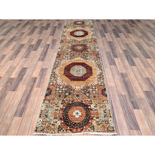 Load image into Gallery viewer, 2&#39;5&quot;x10&#39;3&quot; Cotton White, 200 Kpsi, 14th Century Mamluk Dynasty Pattern, Soft Wool, Natural Dyes, Hand Knotted, Runner Oriental Rug FWR515088