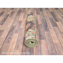 Load image into Gallery viewer, 2&#39;5&quot;x10&#39;3&quot; Cotton White, 200 Kpsi, 14th Century Mamluk Dynasty Pattern, Soft Wool, Natural Dyes, Hand Knotted, Runner Oriental Rug FWR515088