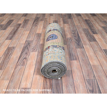 Load image into Gallery viewer, 2&#39;6&quot;x13&#39;9&quot; Arctic Blue, 14th Century Mamluk Dynasty Pattern, Extra Soft Wool, Hand Knotted, Vegetable Dyes, 200 Kpsi, Runner Oriental Rug FWR515094