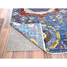 Load image into Gallery viewer, 2&#39;8&quot;x9&#39;10&quot; Cobalt Blue, Hand Knotted, Vegetable Dyes, Natural Wool, 14th Century Mamluk Dynasty Pattern, 200 Kpsi, Runner Oriental Rug FWR515106