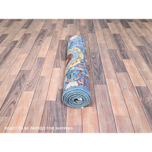 Load image into Gallery viewer, 2&#39;8&quot;x9&#39;10&quot; Cobalt Blue, Hand Knotted, Vegetable Dyes, Natural Wool, 14th Century Mamluk Dynasty Pattern, 200 Kpsi, Runner Oriental Rug FWR515106