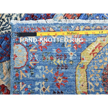 Load image into Gallery viewer, 2&#39;8&quot;x9&#39;10&quot; Cobalt Blue, Hand Knotted, Vegetable Dyes, Natural Wool, 14th Century Mamluk Dynasty Pattern, 200 Kpsi, Runner Oriental Rug FWR515106