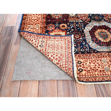 Load image into Gallery viewer, 3&#39;10&quot;x6&#39;3&quot; Berry Blue, Natural Dyes, Hand Knotted, 14th Century Mamluk Dynasty Pattern, 200 Kpsi, Pure Wool, Oriental Rug FWR515112