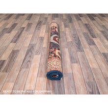 Load image into Gallery viewer, 3&#39;10&quot;x6&#39;3&quot; Berry Blue, Natural Dyes, Hand Knotted, 14th Century Mamluk Dynasty Pattern, 200 Kpsi, Pure Wool, Oriental Rug FWR515112