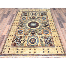 Load image into Gallery viewer, 3&#39;10&quot;x6&#39; Eggshell White, 200 KPSI, Extra Soft Wool, Hand Knotted, 14th Century Mamluk Dynasty Pattern, Vegetable Dyes, Oriental Rug FWR515154