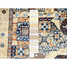 Load image into Gallery viewer, 3&#39;10&quot;x6&#39; Eggshell White, 200 KPSI, Extra Soft Wool, Hand Knotted, 14th Century Mamluk Dynasty Pattern, Vegetable Dyes, Oriental Rug FWR515154