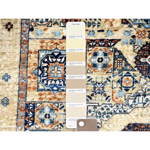 3'10"x6' Eggshell White, 200 KPSI, Extra Soft Wool, Hand Knotted, 14th Century Mamluk Dynasty Pattern, Vegetable Dyes, Oriental Rug FWR515154