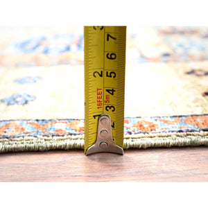 3'10"x6' Eggshell White, 200 KPSI, Extra Soft Wool, Hand Knotted, 14th Century Mamluk Dynasty Pattern, Vegetable Dyes, Oriental Rug FWR515154