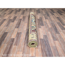 Load image into Gallery viewer, 5&#39;x7&#39; Powder White, Vegetable Dyes, Hand Knotted, Natural Wool, 14th Century Mamluk Dynasty Pattern, 200 Kpsi, Oriental Rug FWR515166