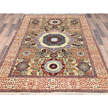 Load image into Gallery viewer, 5&#39;x6&#39;8&quot; Crocodile Green, Natural Dyes, Hand Knotted, Extra Soft Wool, 14th Century Mamluk Dynasty Pattern, 200 Kpsi, Oriental Rug FWR515184