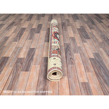 Load image into Gallery viewer, 4&#39;10&quot;x7&#39; Alabaster White, 200 Kpsi, Hand Knotted, Vegetable Dyes, 100% Wool, 14th Century Mamluk Dynasty Pattern, Oriental Rug FWR515190