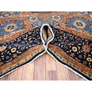 8'9"x12'10" Lapis Blue, 14th Century Mamluk Dynasty Pattern, Vegetable Dyes, Extra Soft Wool, 200 Kpsi, Hand Knotted, Oriental Rug FWR515214