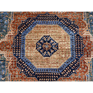 8'9"x12'10" Lapis Blue, 14th Century Mamluk Dynasty Pattern, Vegetable Dyes, Extra Soft Wool, 200 Kpsi, Hand Knotted, Oriental Rug FWR515214