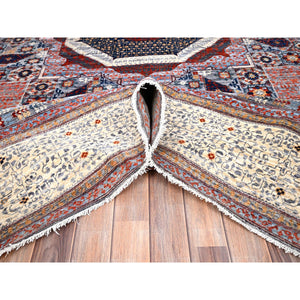 8'10"x12' Candy Red, Natural Wool, 200 Kpsi, 14th Century Mamluk Dynasty Pattern, Vegetable Dyes, Hand Knotted, Oriental Rug FWR515226