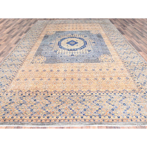 9'10"x13'10" Almond Brown, 14th Century Mamluk Dynasty Pattern, 200 Kpsi, Vegetable Dyes, Soft Wool, Hand Knotted, Oriental Rug FWR515238
