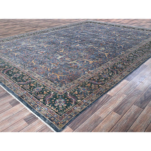 9'7"x13'9" Aegean Blue, Bijar Garus Design, 200 Kpsi, High Mountain Wool, Vegetable Dyes, Hand Knotted, Oriental Rug FWR515244