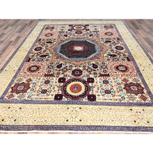 Load image into Gallery viewer, 7&#39;9&quot;x10&#39; Ivory, Pure Wool, Hand Knotted, 14th Century Mamluk Dynasty Pattern, 200 Kpsi, Vegetable Dyes, Oriental Rug FWR515262