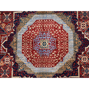 5'9"x9'7" Vermilion Red, Hand Knotted, 14th Century Mamluk Dynasty Pattern, 200 Kpsi, Natural Dyes, Pure Wool, Oriental Rug FWR515292
