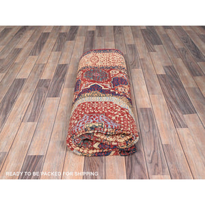 5'9"x9'7" Vermilion Red, Hand Knotted, 14th Century Mamluk Dynasty Pattern, 200 Kpsi, Natural Dyes, Pure Wool, Oriental Rug FWR515292