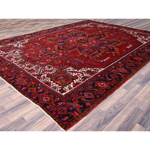 10'x12'9" Goji Berry Red, Hand Knotted 100% Wool, Semi Antique Persian Heriz Tribal Ambience, Good Condition, Oriental Rug FWR515334