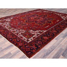 Load image into Gallery viewer, 10&#39;x12&#39;9&quot; Goji Berry Red, Hand Knotted 100% Wool, Semi Antique Persian Heriz Tribal Ambience, Good Condition, Oriental Rug FWR515334