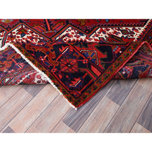 10'x12'9" Goji Berry Red, Hand Knotted 100% Wool, Semi Antique Persian Heriz Tribal Ambience, Good Condition, Oriental Rug FWR515334