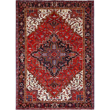 Load image into Gallery viewer, 8&#39;x11&#39;3&quot; Venetian Red, Good Condition, Hand Knotted Sides and Ends Professionally Secured, Cleaned, Semi Antique Evenly Worn Wool Persian Heriz with Tribal Ambience, Oriental Rug FWR515358