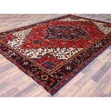 Load image into Gallery viewer, 8&#39;x11&#39;3&quot; Venetian Red, Good Condition, Hand Knotted Sides and Ends Professionally Secured, Cleaned, Semi Antique Evenly Worn Wool Persian Heriz with Tribal Ambience, Oriental Rug FWR515358