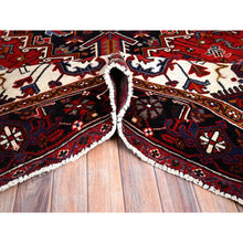 Load image into Gallery viewer, 8&#39;x11&#39;3&quot; Venetian Red, Good Condition, Hand Knotted Sides and Ends Professionally Secured, Cleaned, Semi Antique Evenly Worn Wool Persian Heriz with Tribal Ambience, Oriental Rug FWR515358