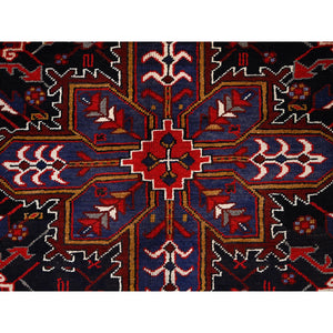 8'x11'3" Venetian Red, Good Condition, Hand Knotted Sides and Ends Professionally Secured, Cleaned, Semi Antique Evenly Worn Wool Persian Heriz with Tribal Ambience, Oriental Rug FWR515358