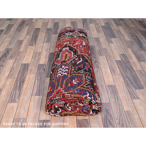 8'x11'3" Venetian Red, Good Condition, Hand Knotted Sides and Ends Professionally Secured, Cleaned, Semi Antique Evenly Worn Wool Persian Heriz with Tribal Ambience, Oriental Rug FWR515358