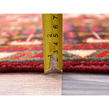 Load image into Gallery viewer, 6&#39;9&quot;x9&#39;4&quot; Merlot Red, Rustic Look, Evenly Worn Wool, Hand Knotted, Semi Antique Persian Heriz With Geometric Pattern, Good Condition, Oriental Rug FWR515394