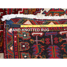 Load image into Gallery viewer, 6&#39;9&quot;x9&#39;4&quot; Merlot Red, Rustic Look, Evenly Worn Wool, Hand Knotted, Semi Antique Persian Heriz With Geometric Pattern, Good Condition, Oriental Rug FWR515394