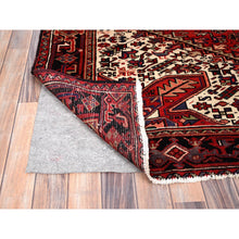 Load image into Gallery viewer, 6&#39;7&quot;x9&#39;3&quot; Vivid Auburn Red, Hand Knotted Vintage  Persian Evenly Worn Pure Wool Heriz, Good Condition, Sides And Ends Professionally Secured, Cleaned, Oriental Rug FWR515418