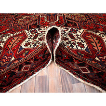 Load image into Gallery viewer, 6&#39;7&quot;x9&#39;3&quot; Vivid Auburn Red, Hand Knotted Vintage  Persian Evenly Worn Pure Wool Heriz, Good Condition, Sides And Ends Professionally Secured, Cleaned, Oriental Rug FWR515418