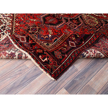 Load image into Gallery viewer, 6&#39;7&quot;x9&#39;3&quot; Vivid Auburn Red, Hand Knotted Vintage  Persian Evenly Worn Pure Wool Heriz, Good Condition, Sides And Ends Professionally Secured, Cleaned, Oriental Rug FWR515418