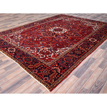 Load image into Gallery viewer, 7&#39;10&quot;x10&#39;8&quot; Alabama Crimson Red and Daisy White Corners, Evenly Worn, Natural Wool, Hand Knotted Persian Semi Antique Good Condition Heriz, Oriental Rug FWR515454