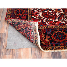 Load image into Gallery viewer, 7&#39;10&quot;x10&#39;8&quot; Alabama Crimson Red and Daisy White Corners, Evenly Worn, Natural Wool, Hand Knotted Persian Semi Antique Good Condition Heriz, Oriental Rug FWR515454