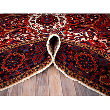 Load image into Gallery viewer, 7&#39;10&quot;x10&#39;8&quot; Alabama Crimson Red and Daisy White Corners, Evenly Worn, Natural Wool, Hand Knotted Persian Semi Antique Good Condition Heriz, Oriental Rug FWR515454