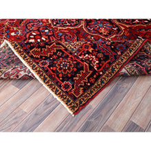 Load image into Gallery viewer, 7&#39;10&quot;x10&#39;8&quot; Alabama Crimson Red and Daisy White Corners, Evenly Worn, Natural Wool, Hand Knotted Persian Semi Antique Good Condition Heriz, Oriental Rug FWR515454