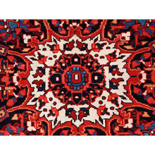 Load image into Gallery viewer, 7&#39;10&quot;x10&#39;8&quot; Alabama Crimson Red and Daisy White Corners, Evenly Worn, Natural Wool, Hand Knotted Persian Semi Antique Good Condition Heriz, Oriental Rug FWR515454