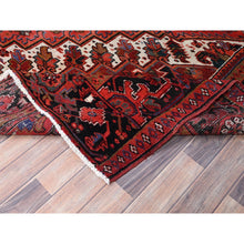 Load image into Gallery viewer, 10&#39;1&quot;x12&#39;10&quot; Electric Crimson Red And Vintage Semi Antique Persian Heriz Abrash, Hand Knotted, Good Condition, Areas Of Evenly Worn Wool, Sides And Ends Professionally Secured, Cleaned, Oriental Rug FWR515490