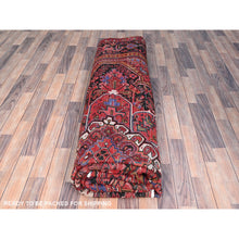 Load image into Gallery viewer, 10&#39;1&quot;x12&#39;10&quot; Electric Crimson Red And Vintage Semi Antique Persian Heriz Abrash, Hand Knotted, Good Condition, Areas Of Evenly Worn Wool, Sides And Ends Professionally Secured, Cleaned, Oriental Rug FWR515490
