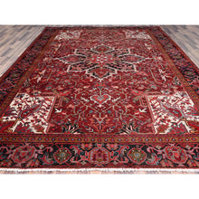 Load image into Gallery viewer, 9&#39;10&quot;x12&#39;5&quot; Turkey Red, Hand Knotted Evenly Worn Wool, Vintage Persian Heriz, Good Condition, Abrash, Sides And Ends Professionally Secured, Cleaned, Shaved Down Rustic Look, Oriental Rug FWR515520