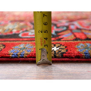9'10"x12'5" Turkey Red, Hand Knotted Evenly Worn Wool, Vintage Persian Heriz, Good Condition, Abrash, Sides And Ends Professionally Secured, Cleaned, Shaved Down Rustic Look, Oriental Rug FWR515520