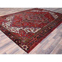 Load image into Gallery viewer, 8&#39;x11&#39; Sox Red, Vintage and Semi Antique Persian Heriz With Geometric Pattern, Good Condition, Even Wear, Organic Wool, Hand Knotted, Sides and Ends Professionally Secured, Cleaned, Oriental Rug FWR515568