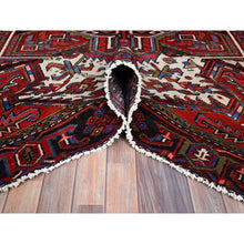 Load image into Gallery viewer, 8&#39;x11&#39; Sox Red, Vintage And Semi Antique Persian Heriz With Geometric Pattern, Good Condition, Even Wear, Organic Wool, Hand Knotted, Sides And Ends Professionally Secured, Cleaned, Oriental Rug FWR515568