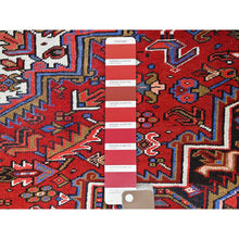 Load image into Gallery viewer, 8&#39;x11&#39; Sox Red, Vintage and Semi Antique Persian Heriz With Geometric Pattern, Good Condition, Even Wear, Organic Wool, Hand Knotted, Sides and Ends Professionally Secured, Cleaned, Oriental Rug FWR515568