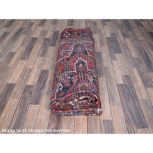 Load image into Gallery viewer, 8&#39;x11&#39; Sox Red, Vintage And Semi Antique Persian Heriz With Geometric Pattern, Good Condition, Even Wear, Organic Wool, Hand Knotted, Sides And Ends Professionally Secured, Cleaned, Oriental Rug FWR515568